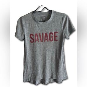 Modern Lux “Savage” T-Shirt Shortsleeve Adult Size Small Comfort Gray Red Cozy